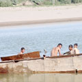 An old pontoon bridge via Amu-Darya