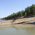 An old pontoon bridge via Amu-Darya