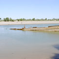 An old pontoon bridge via Amu-Darya