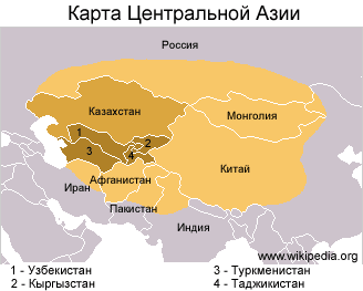 Карта Центральной Азии