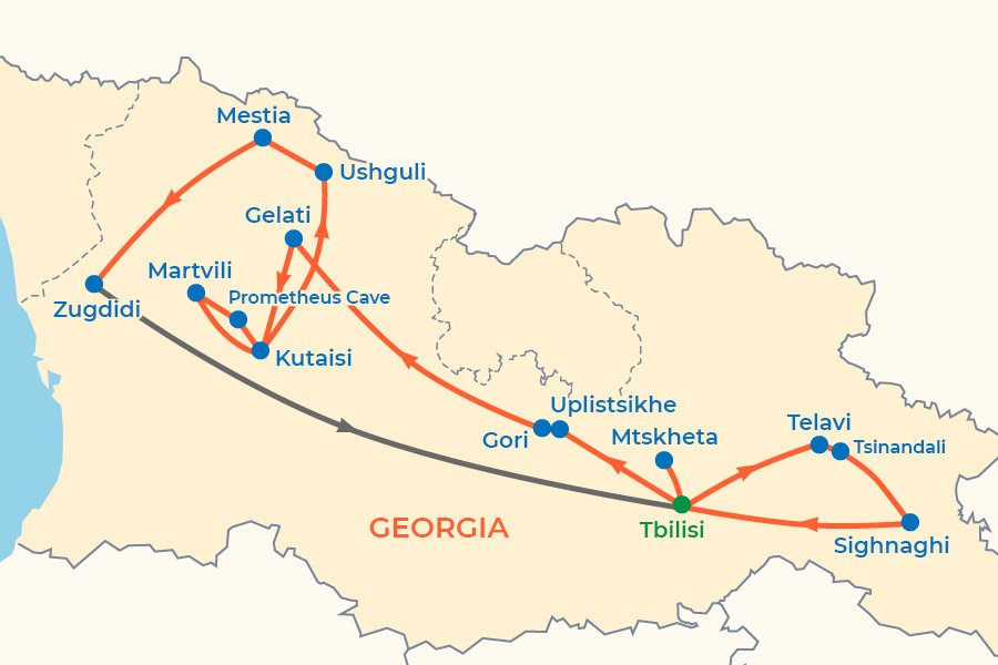 UNESCO Sites in Georgia Tour map
