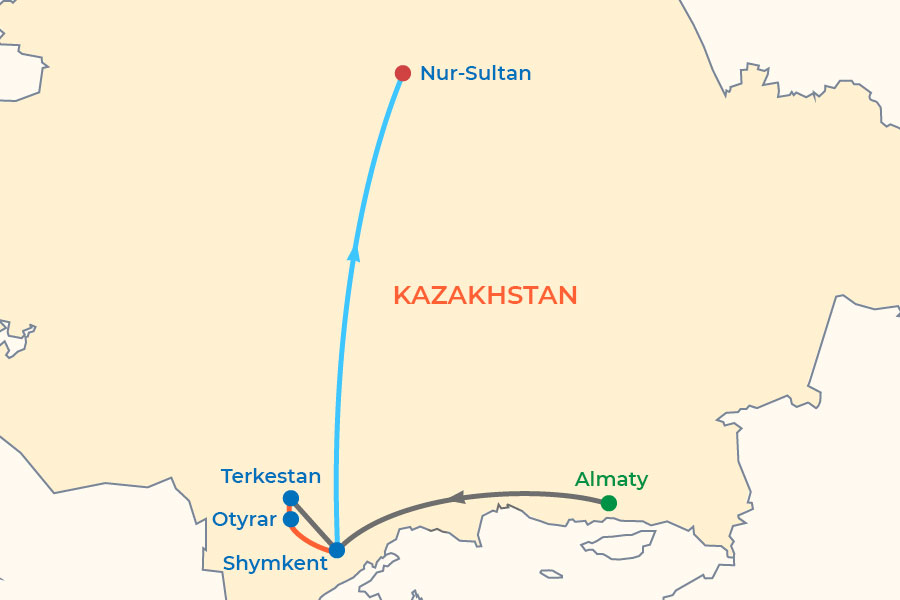 Best of Kazakhstan Tour map
