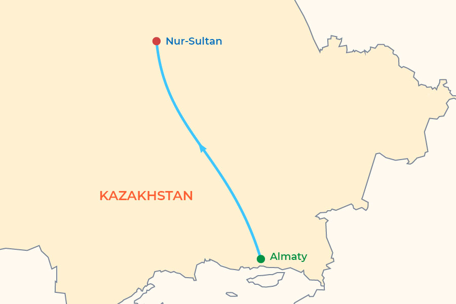 Kazakhstan Short Tour map