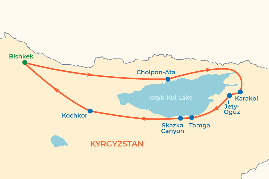 Best of Kyrgyzstan Tour map