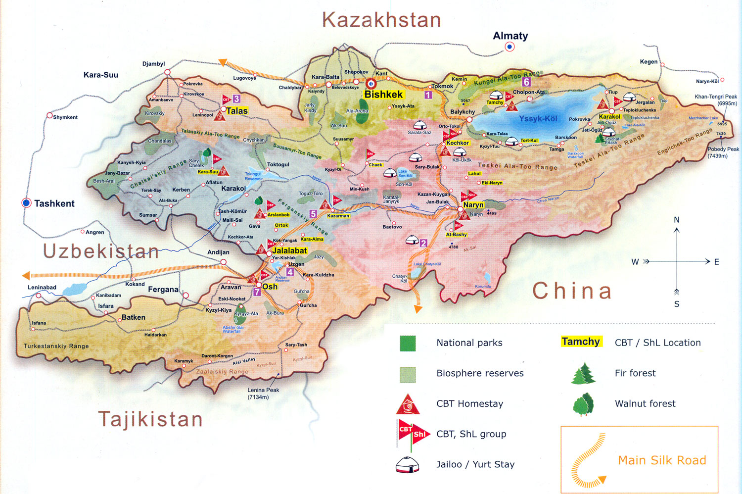 Map of Community Based Tourism in Kyrgyzstan