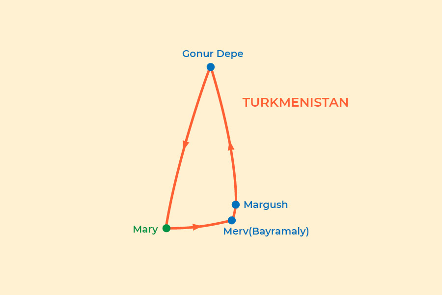 Merv, Margush and Gonur Depe map