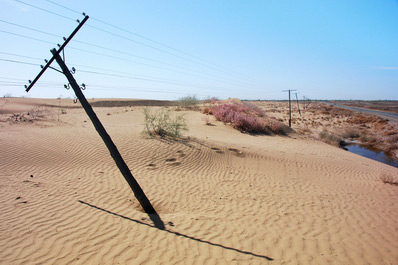 Barchan Sands near Toprak Kala Fortress, Karakalpakstan