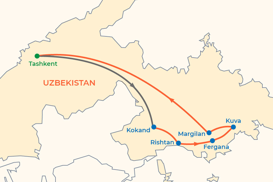 Two-Day Fergana Valley Tour map