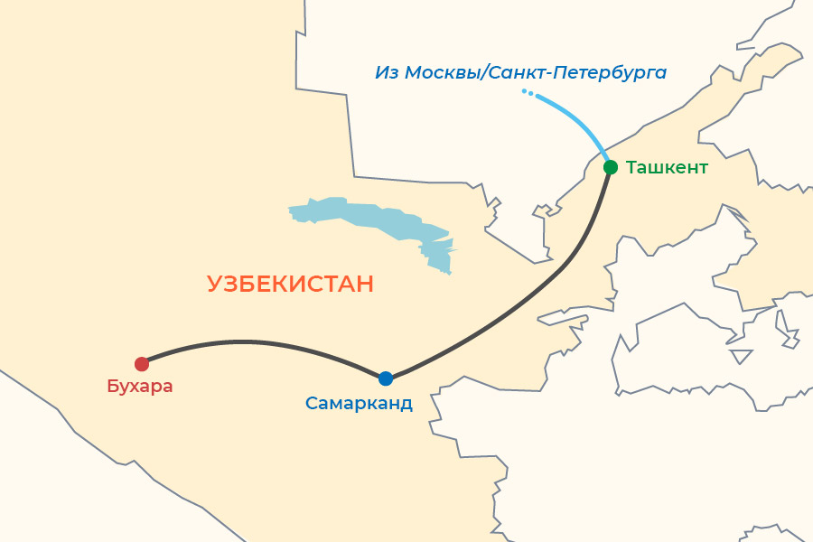 Тур «Неповторимый Узбекистан», карта тура