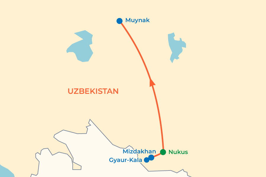 Discover Muynak and Yurt Camp Tour map