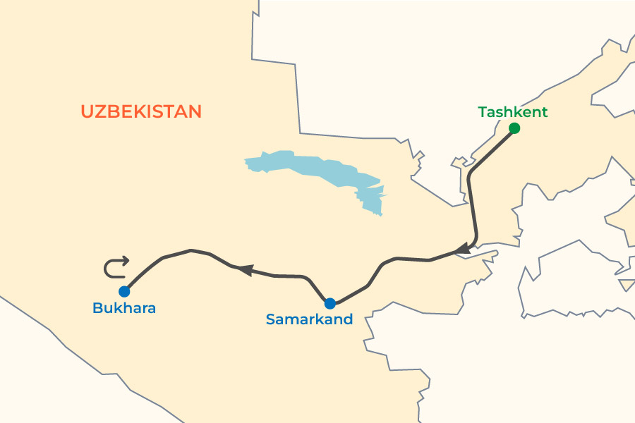 Uzbekistan Winter Small Group Tour 2023-2024 map